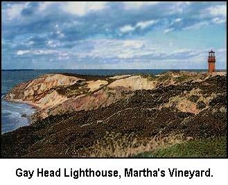 Gay Head Lighthouse, Martha's Vineyard, With permission and copyright 1999 Rod Watson -- See Credits.