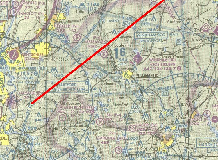 Draw the 065&deg; radial from HFD.