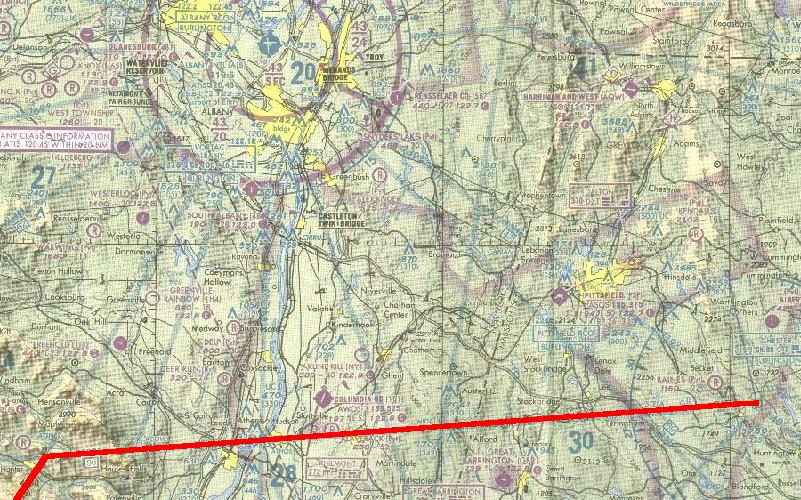 Route of flight, Chester to AGNEZ Int.